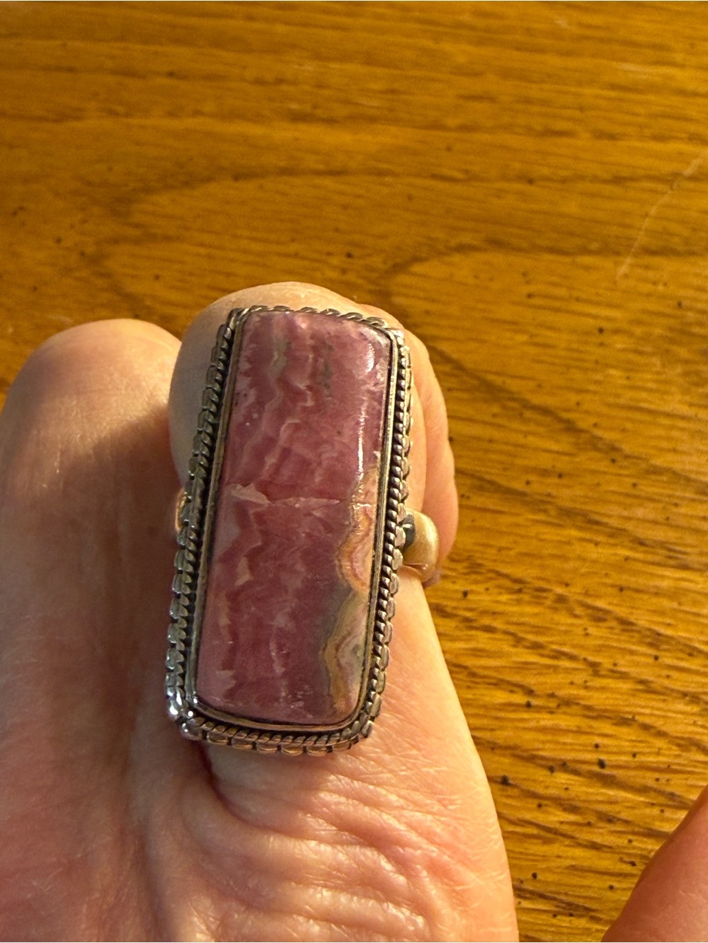 Size 8 Rhodonite Rectangular Stone - Picture 2 of 4